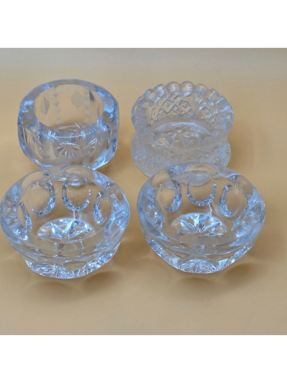 Vintage Clear Glass Salt Cellars Set of 4 Decorative Cut Glass Open Salts